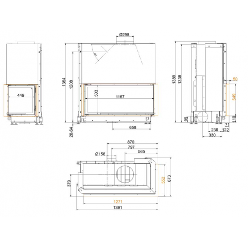Каминная топка Brunner Architecture-Eck 53/121/50 с правым углом_1 Каминная топка Brunner Architecture-Eck 53/121/50 с правым углом_1