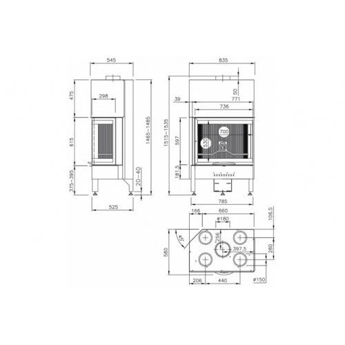 Каминная топка MCZ Airsystem 70 DX/SX цельное стекло_2 Каминная топка MCZ Airsystem 70 DX/SX цельное стекло_2