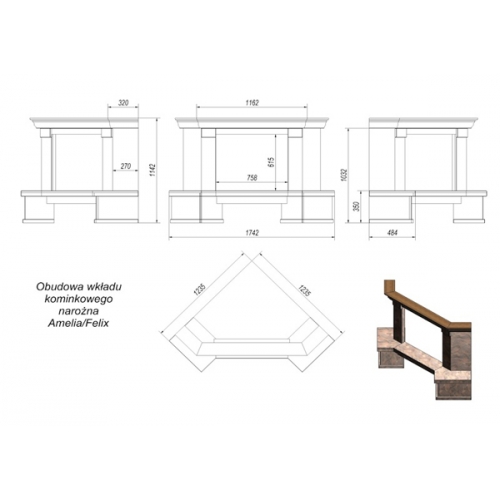 Каминная облицовка Kratki Amore угловая (Amelia/Felix)_1 Каминная облицовка Kratki Amore угловая (Amelia/Felix)_1