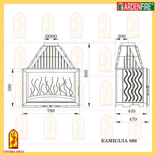 Чугунная топка Мета Ardenfire Камилла 800_1 Чугунная топка Мета Ardenfire Камилла 800_1