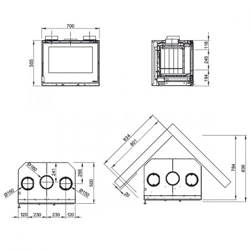 Каминная топка La Nordica Insert 70 Crystal Wentylator_1 Каминная топка La Nordica Insert 70 Crystal Wentylator_1