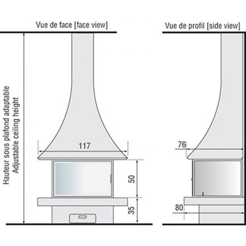 Камин JC Bordelet Julietta 985 murale vitree (пристенный, с закрытым очагом)_1 Камин JC Bordelet Julietta 985 murale vitree (пристенный, с закрытым очагом)_1