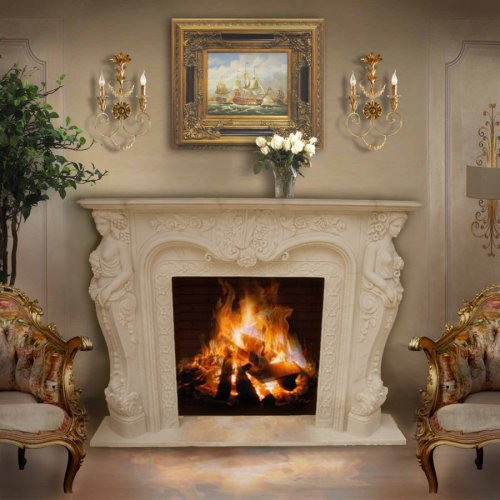 Каминная облицовка Maestro Кариатида Carrara White (170*130*30)_0 Каминная облицовка Maestro Кариатида Carrara White (170*130*30)_0