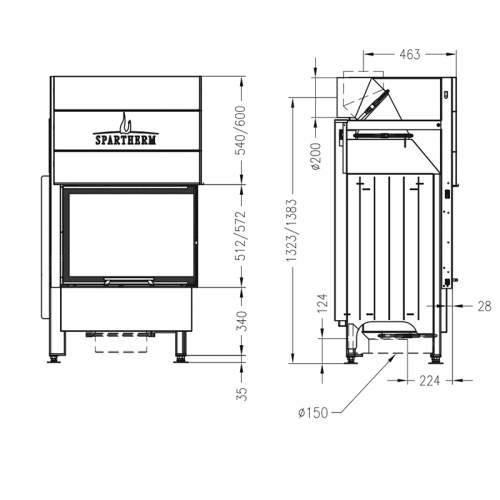 Каминная топка Spartherm Varia 2Rh 4S_1 Каминная топка Spartherm Varia 2Rh 4S_1