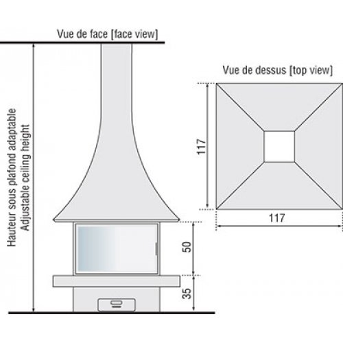 Камин JC Bordelet Julietta 985 centrale vitree (центральный, с закрытым очагом)_1 Камин JC Bordelet Julietta 985 centrale vitree (центральный, с закрытым очагом)_1