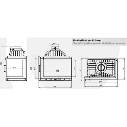 Каминная топка Technical PanTherm 69 CG (правое/левое стекло)_1 Каминная топка Technical PanTherm 69 CG (правое/левое стекло)_1