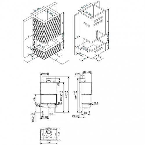 Каминная топка Rais Visio 3_4 Каминная топка Rais Visio 3_4
