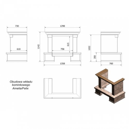 Каминная облицовка Kratki Rimini (Amelia/Felix)_1 Каминная облицовка Kratki Rimini (Amelia/Felix)_1