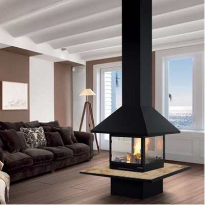 Камин Vulcano, со стеклом, мрамор, черный (Traforart)_0 Камин Vulcano, со стеклом, мрамор, черный (Traforart)_0