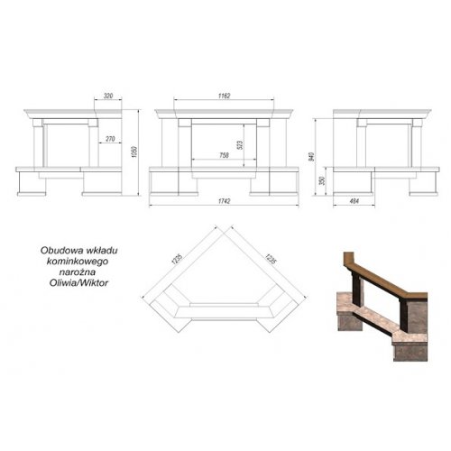 Каминная облицовка Kratki Etna угловая (Oliwia/Wiktor)_1 Каминная облицовка Kratki Etna угловая (Oliwia/Wiktor)_1
