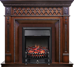 Каминокомплект Royal Flame Alexandria очаг Fobos FX Black махагон коричневый антик Royal Flame Alexandria очаг Fobos FX Black махагон коричневый антик