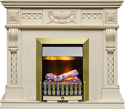Каминокомплект Dimplex Corsica очаг Danville Antique Brass FB2 слоновая кость с патиной Dimplex Corsica очаг Danville Antique Brass FB2 слоновая кость с патиной