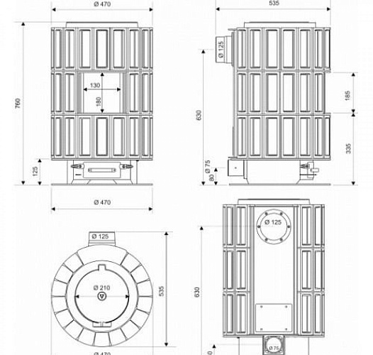 Печь VANIER, серый (Supra)_1 Печь VANIER, серый (Supra)_1