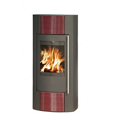 Печь-камин Turku АКВА кафель бордо, с теплообменником Печь-камин Turku АКВА кафель бордо, с теплообменником