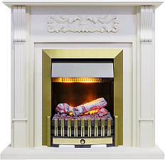 Каминокомплект Dimplex Venice очаг Danville Antique Brass FB2 фактурный белый Dimplex Venice очаг Danville Antique Brass FB2 фактурный белый