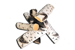 Керамические дрова для биокамина  Дровишки березовые BioKer 6шт.  Дровишки березовые BioKer 6шт.