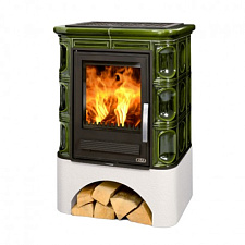 Кафельная печь Marina KP вставка комбо, белый цоколь зеленая, с теплообменником Кафельная печь Marina KP вставка комбо, белый цоколь зеленая, с теплообменником