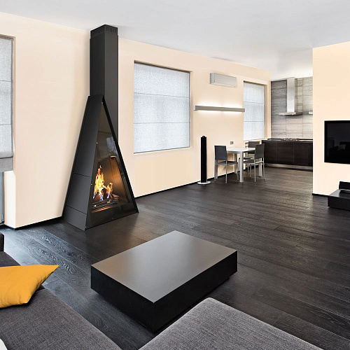 Камин Breda, фронтальный, верт.труба справа, чёрный (Traforart)_0 Камин Breda, фронтальный, верт.труба справа, чёрный (Traforart)_0