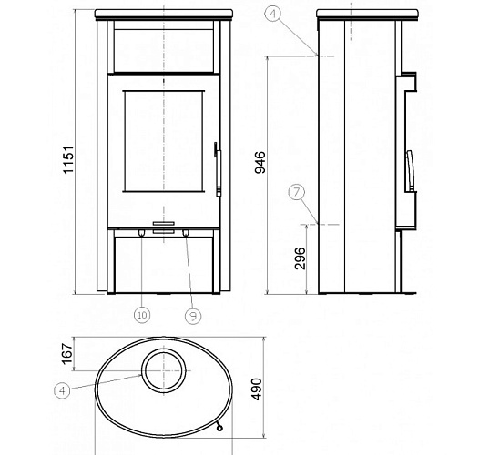 Печь-камин Island 7 Аква с теплообменником, тальк_1 Печь-камин Island 7 Аква с теплообменником, тальк_1