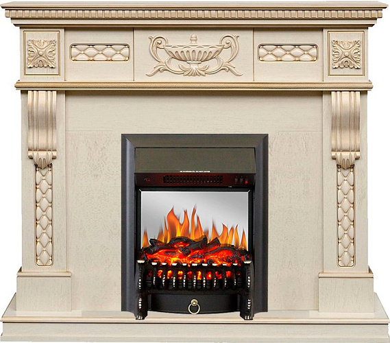 Royal Flame Corsica с очагом Fobos FX M Black слоновая кость с патиной_0 Royal Flame Corsica с очагом Fobos FX M Black слоновая кость с патиной_0