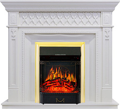 Каминокомплект Royal Flame Alexandria очаг Majestic FX Brass белый дуб Royal Flame Alexandria очаг Majestic FX Brass белый дуб