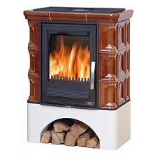 Кафельная печь Iberia K вставка комбо белый цоколь табак Кафельная печь Iberia K вставка комбо белый цоколь табак