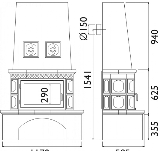 Кафельная печь Laponie 10 с теплообменником, песчаная_1