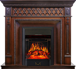 Каминокомплект Royal Flame Alexandria очаг Majestic FX Black махагон коричневый антик Royal Flame Alexandria очаг Majestic FX Black махагон коричневый антик