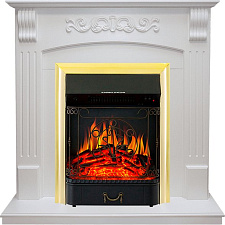 Каминокомплект Royal Flame Sorrento с очагом Majestic FX Brass белый дуб Royal Flame Sorrento с очагом Majestic FX Brass белый дуб
