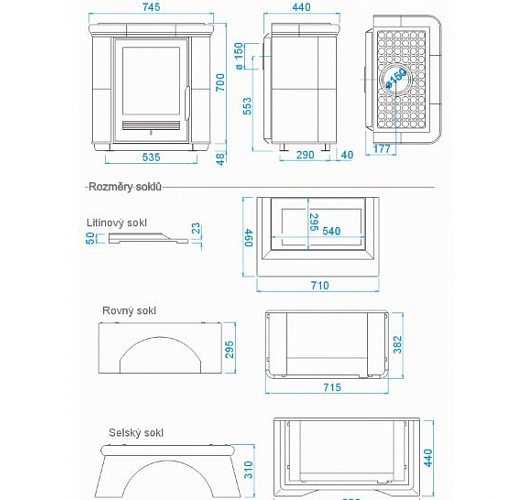 Кафельная печь Bavaria L - вставка чугун, сельский цоколь, с теплообменником_5