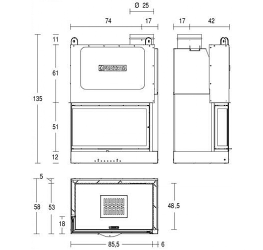 Каминная топка Piazzetta ma 281 sl dx_1 Каминная топка Piazzetta ma 281 sl dx_1