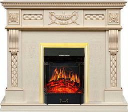 Каминокомплект Royal Flame Corsica с очагом Majestic FX Brass слоновая кость с патиной Royal Flame Corsica с очагом Majestic FX Brass слоновая кость с патиной