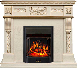 Каминокомплект Royal Flame Corsica с очагом Majestic FX Black слоновая кость с патиной Royal Flame Corsica с очагом Majestic FX Black слоновая кость с патиной